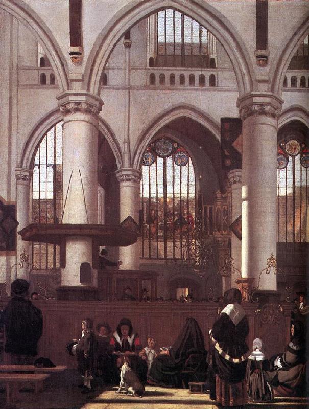 WITTE, Emanuel de The Interior of the Oude Kerk, Amsterdam, during a Sermon china oil painting image